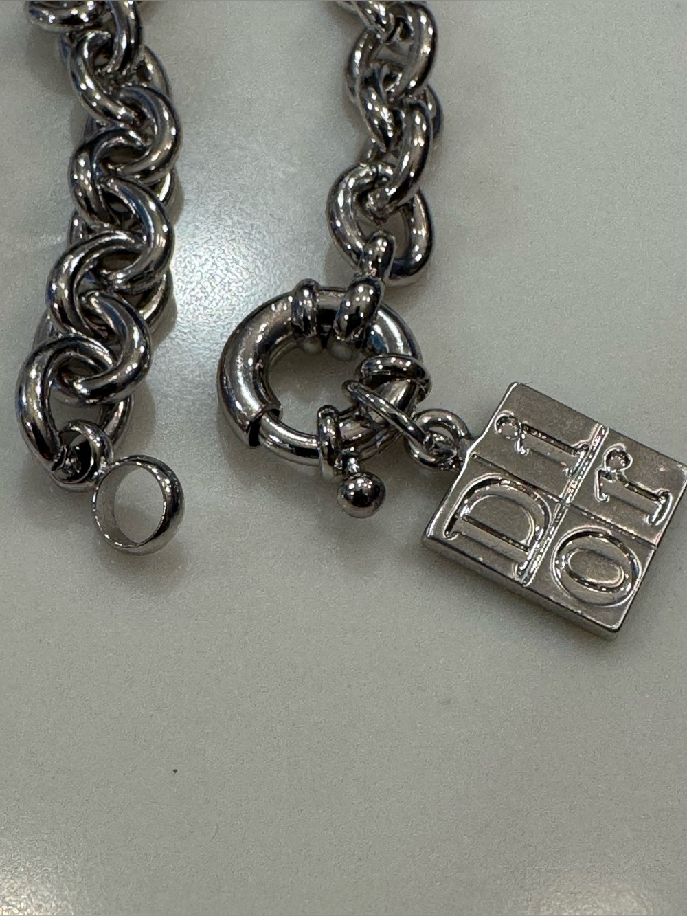 Rare Vintage Christian Dior Chunky Logo Y2K Charm Bracelet - Match Your Bag!